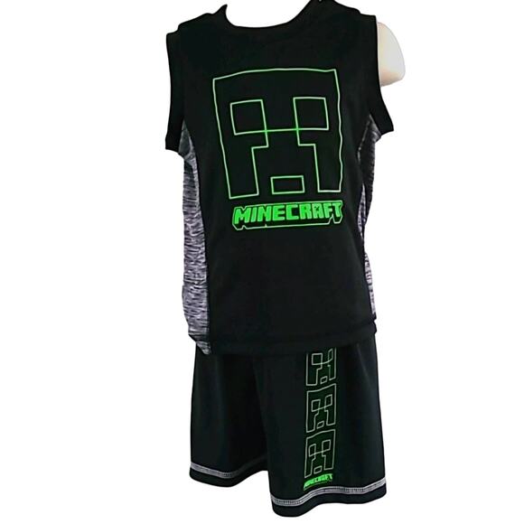 NWT Minecraft Toddler Boys' Creeper 2-Piece Set Size 2T Black, Green - Picture 2 of 6